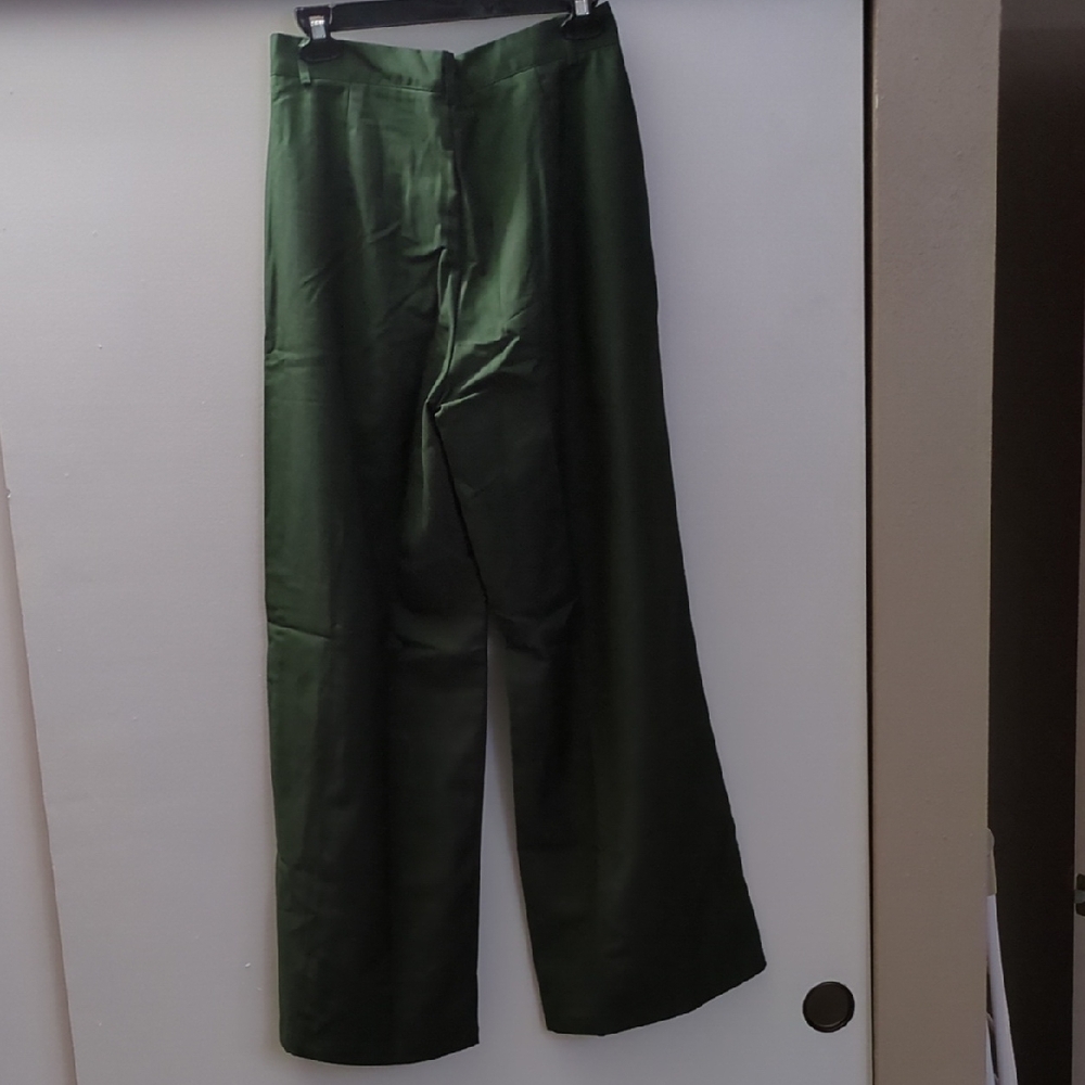 Women's Green High-rise Wide-Leg Pants - Picture 3 of 5
